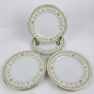 Fine China of Japan Garden Bouquet 6-Bread&Butter Plate Green&Yellow Edge Flower